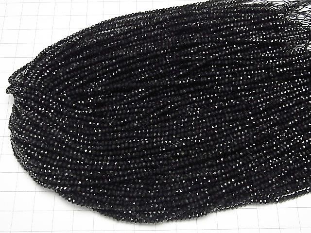 【動画】【素晴らしい輝き】ブラックトルマリンAAA- ボタンカット3×3×2mm 1連(約37cm) サムネイル4