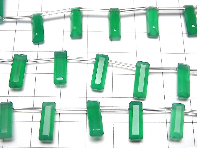 【動画】宝石質グリーンオニキスAAA　レクタングル　ファセットカット15×5mm　1連（8粒） サムネイル3