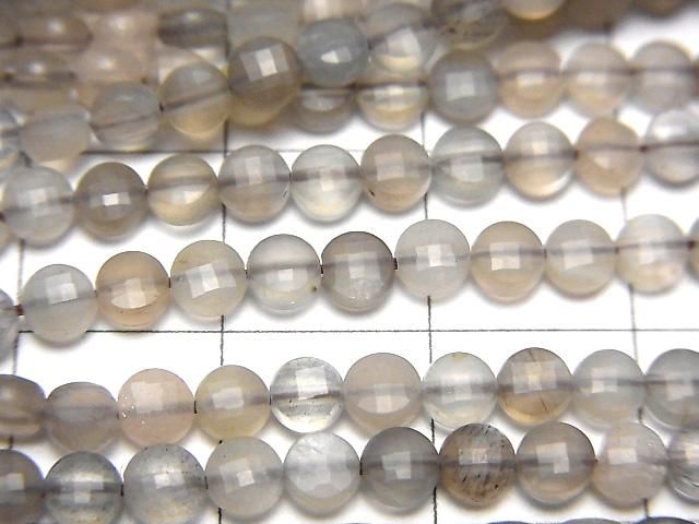 【動画】【素晴らしい輝き】宝石質ライトブラウングレームーンストーンAAA- コインカット4×4×2mm 1連(約37cm) サムネイル2