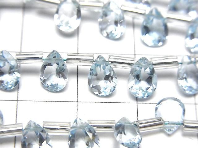 【動画】宝石質スカイブルートパーズAAA ペアシェイプ ファセットカット7×5mm 1連(18粒) サムネイル2