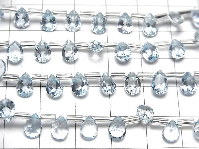 【動画】宝石質スカイブルートパーズAAA ペアシェイプ ファセットカット7×5mm 1連(18粒) サムネイル3