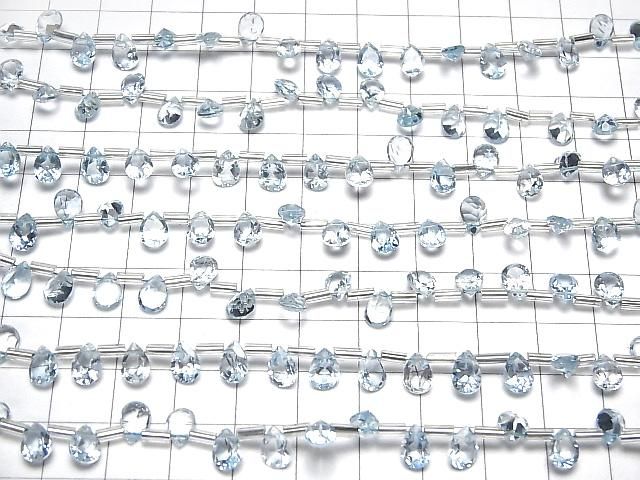 【動画】宝石質スカイブルートパーズAAA ペアシェイプ ファセットカット7×5mm 1連(18粒) サムネイル4