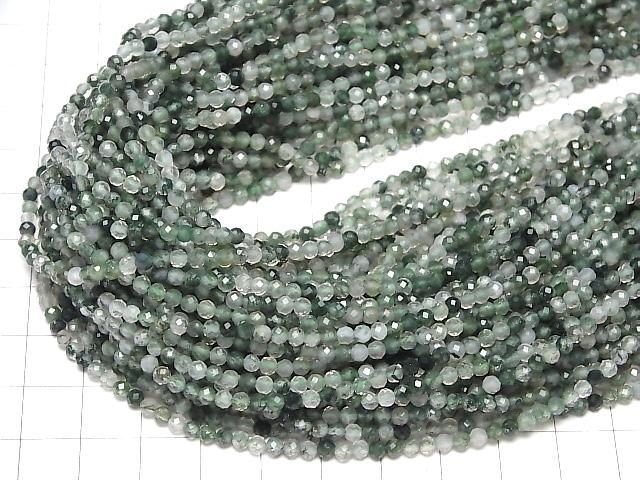 【動画】【素晴らしい輝き】モスアゲート ラウンドカット3mm 1連(約37cm) サムネイル4