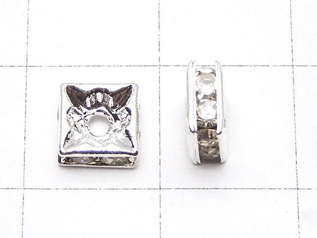 プレシオサ社 スクエアロンデル6×6×2.5mm 【クリア×シルバー】 10個 サムネイル2