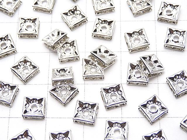 プレシオサ社 スクエアロンデル6×6×2.5mm 【クリア×シルバー】 10個 サムネイル3