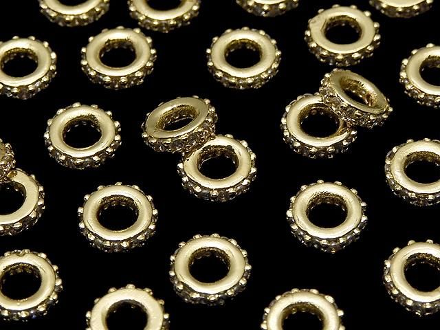 メタルパーツ ロンデル6×6×1.5mm ゴールドカラー(CZ付) 3個の画像