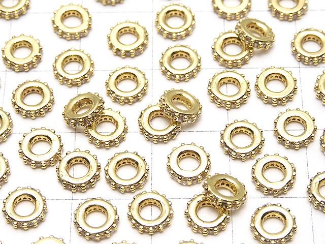 メタルパーツ ロンデル6×6×1.5mm ゴールドカラー(CZ付) 3個 サムネイル3