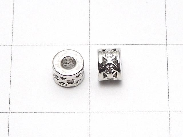 メタルパーツ ロンデル4×4×3mm(CZ付) シルバーカラー 2個 サムネイル2