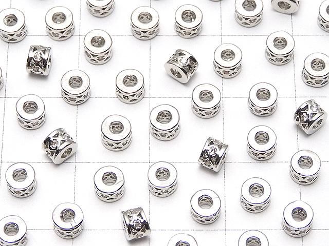 メタルパーツ ロンデル4×4×3mm(CZ付) シルバーカラー 2個 サムネイル3