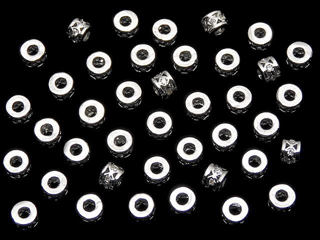 メタルパーツ ロンデル4×4×3mm(CZ付) シルバーカラー 2個 サムネイル4