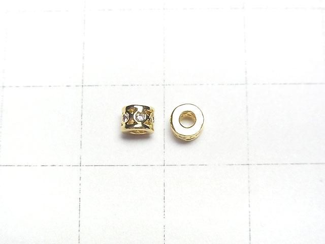 メタルパーツ ロンデル4×4×3mm(CZ付) ゴールドカラー 2個 サムネイル2
