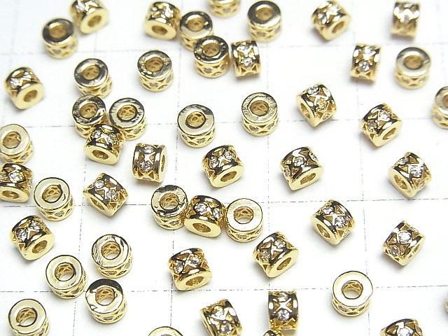 メタルパーツ ロンデル4×4×3mm(CZ付) ゴールドカラー 2個 サムネイル3