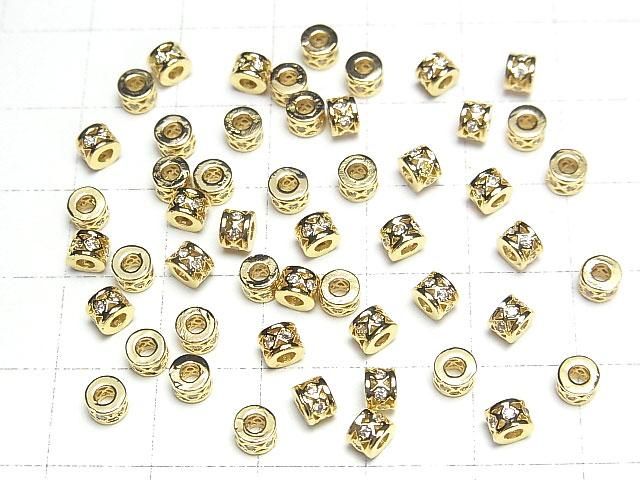 メタルパーツ ロンデル4×4×3mm(CZ付) ゴールドカラー 2個 サムネイル4