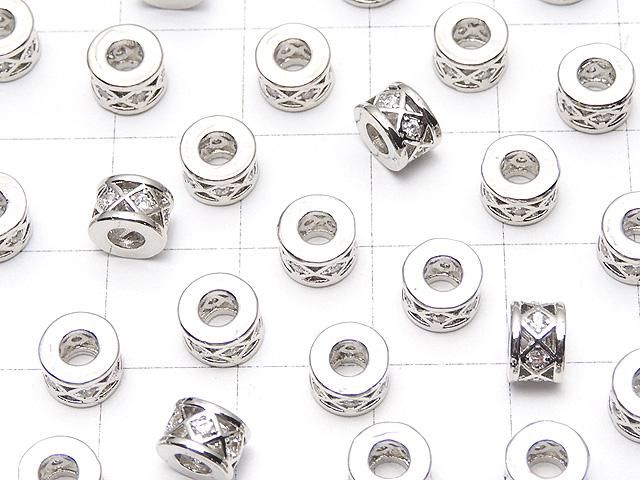 メタルパーツ ロンデル6×6×4mm(CZ付) シルバーカラー 2個 サムネイル3