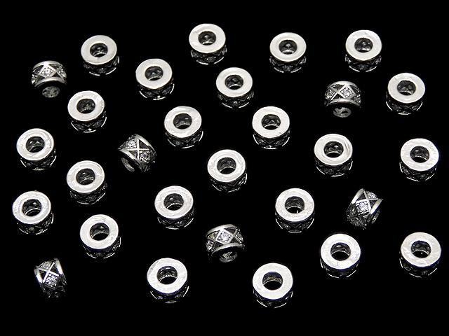 メタルパーツ ロンデル6×6×4mm(CZ付) シルバーカラー 2個 サムネイル4