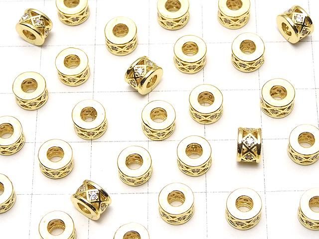 メタルパーツ ロンデル6×6×4mm(CZ付) ゴールドカラー 2個 サムネイル3