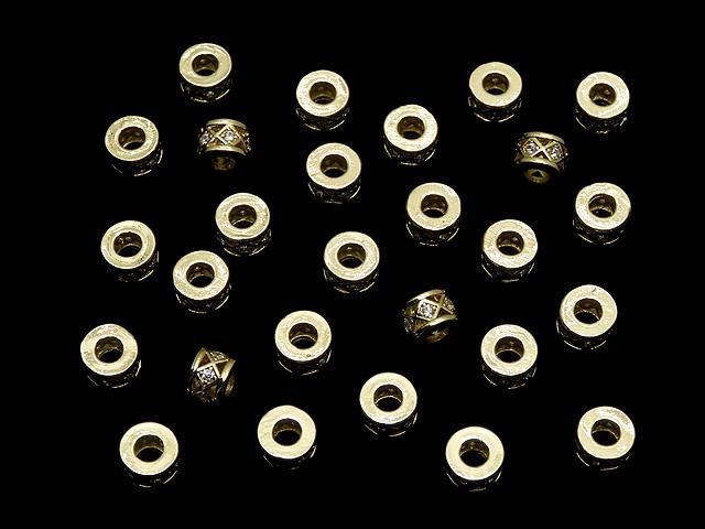 メタルパーツ ロンデル6×6×4mm(CZ付) ゴールドカラー 2個 サムネイル4