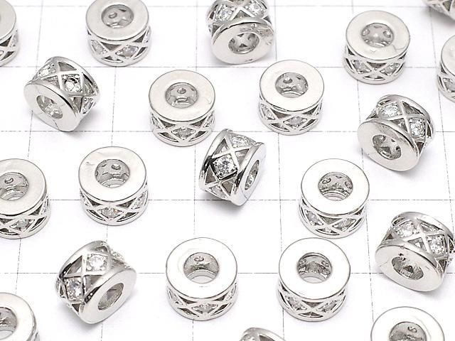 メタルパーツ ロンデル8×8×5mm(CZ付) シルバーカラー 2個 サムネイル3