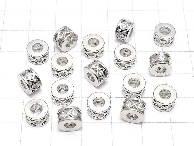 メタルパーツ ロンデル8×8×5mm(CZ付) シルバーカラー 2個 サムネイル4
