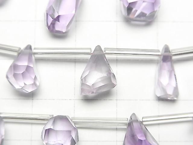 【動画】宝石質ライトカラーアメジストAAA- ラフドロップ ブリオレットカット 1連(9粒) サムネイル2