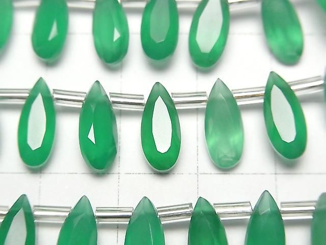 【動画】宝石質グリーンオニキスAAA ペアシェイプ ファセットカット12×5mm 半連/1連(18粒) サムネイル2