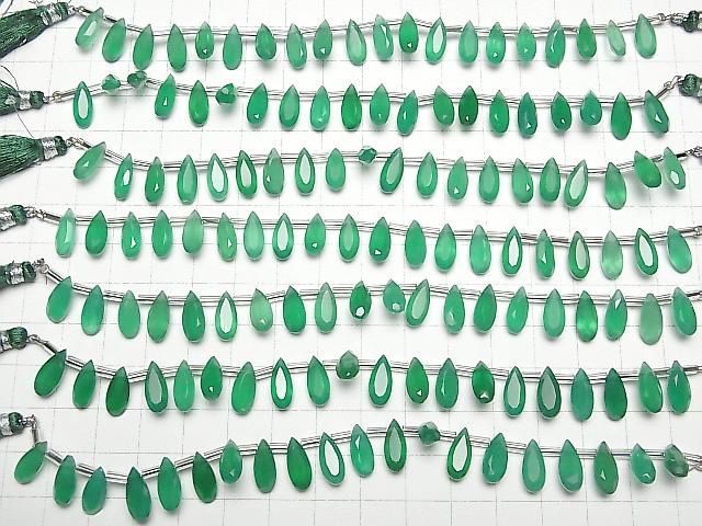 【動画】宝石質グリーンオニキスAAA ペアシェイプ ファセットカット12×5mm 半連/1連(18粒) サムネイル4