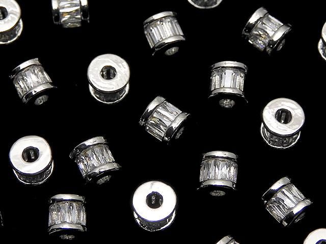 メタルパーツ ロンデル4.5×4.5×4mm シルバー(CZ付) 2個の画像