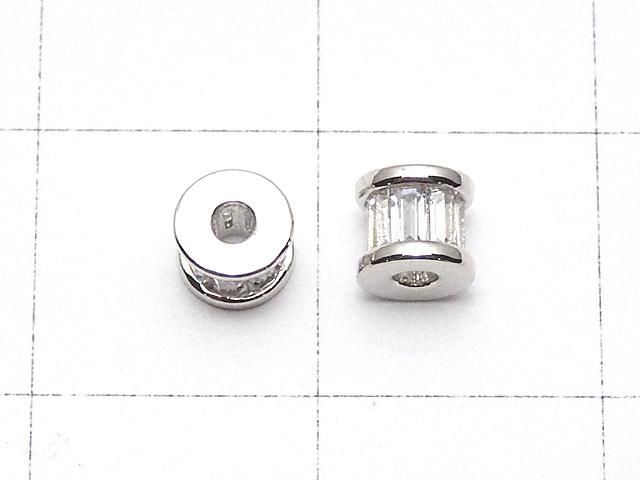 メタルパーツ ロンデル4.5×4.5×4mm シルバー(CZ付) 2個 サムネイル2
