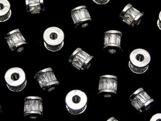 メタルパーツ ロンデル4.5×4.5×4mm シルバー(CZ付) 2個