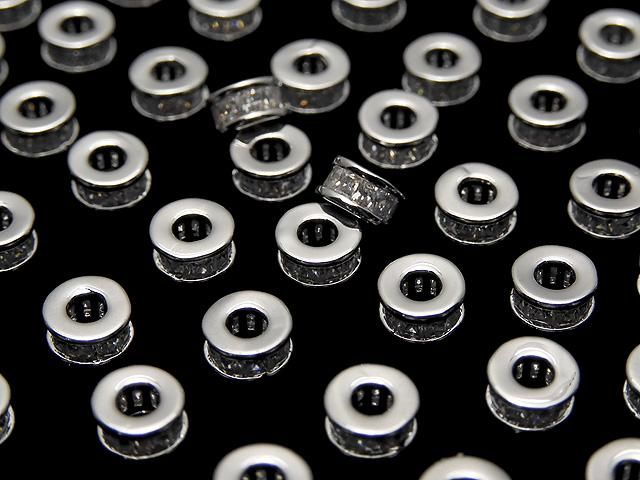 メタルパーツ ロンデル5×5×2.5mm シルバー(CZ付) 2個の画像