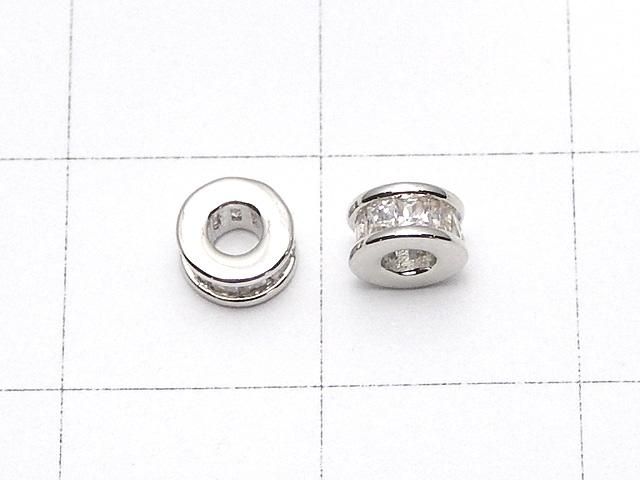 メタルパーツ ロンデル5×5×2.5mm シルバー(CZ付) 2個 サムネイル2