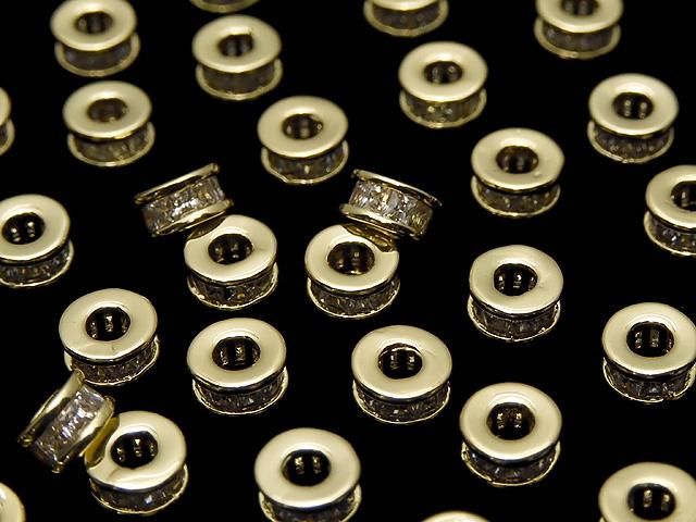 メタルパーツ ロンデル5×5×2.5mm ゴールド(CZ付) 2個の画像