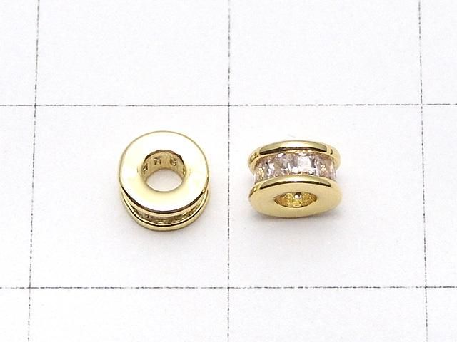 メタルパーツ ロンデル5×5×2.5mm ゴールド(CZ付) 2個 サムネイル2