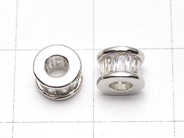 メタルパーツ ロンデル6×6×4.5mm シルバー(CZ付) 2個 サムネイル2