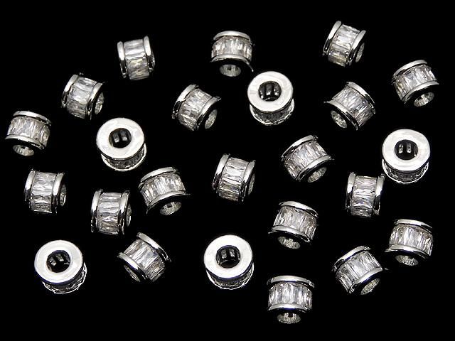 メタルパーツ ロンデル6×6×4.5mm シルバー(CZ付) 2個 サムネイル4