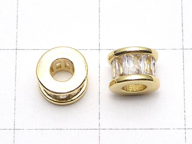 メタルパーツ ロンデル6×6×4.5mm ゴールド(CZ付) 2個 サムネイル2