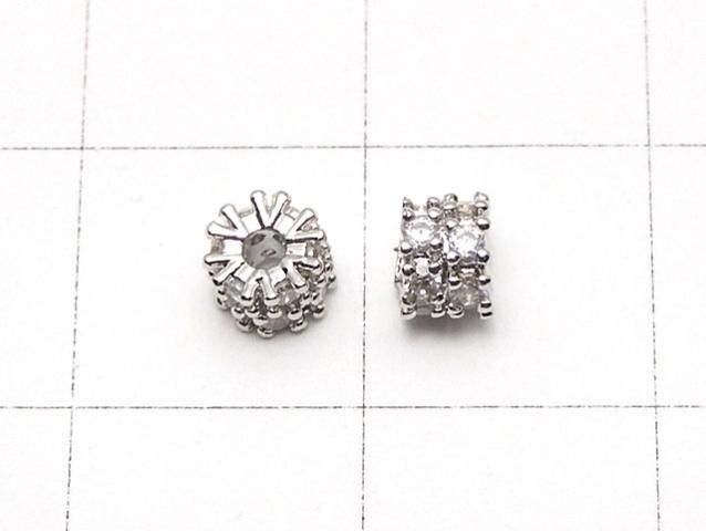 メタルパーツ ロンデル4×4×3.5mm シルバー(CZ付) 2個 サムネイル2
