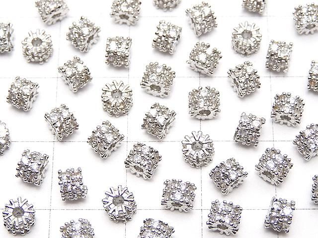 メタルパーツ ロンデル4×4×3.5mm シルバー(CZ付) 2個 サムネイル3