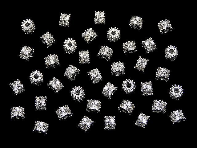 メタルパーツ ロンデル4×4×3.5mm シルバー(CZ付) 2個 サムネイル4