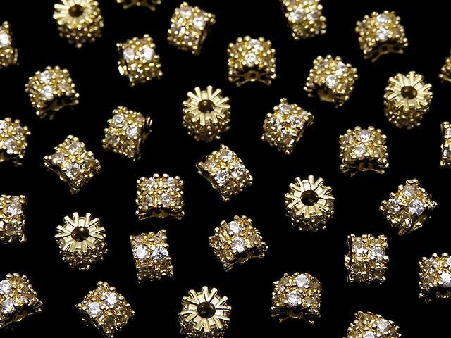メタルパーツ ロンデル4×4×3.5mm ゴールド(CZ付) 2個の画像
