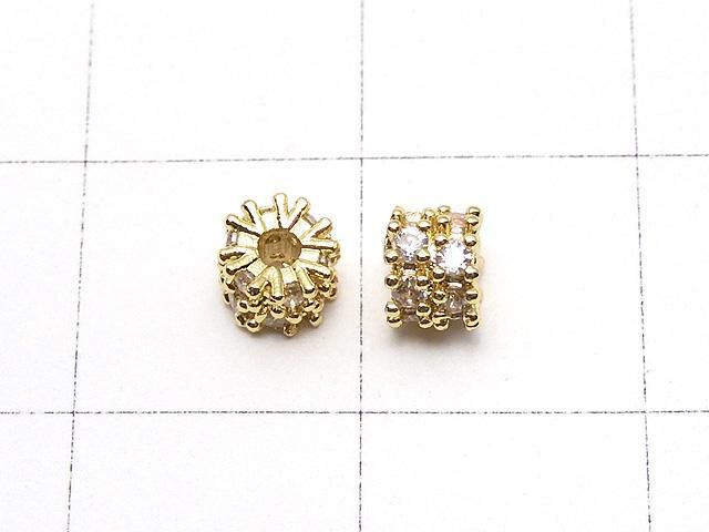 メタルパーツ ロンデル4×4×3.5mm ゴールド(CZ付) 2個 サムネイル2
