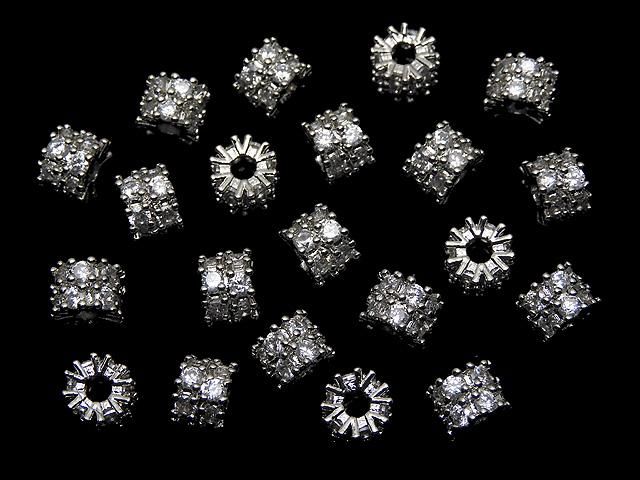 メタルパーツ ロンデル6.5×6.5×5mm シルバー(CZ付) 2個 サムネイル4