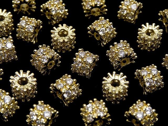 メタルパーツ ロンデル6.5×6.5×5mm ゴールド(CZ付) 2個の画像