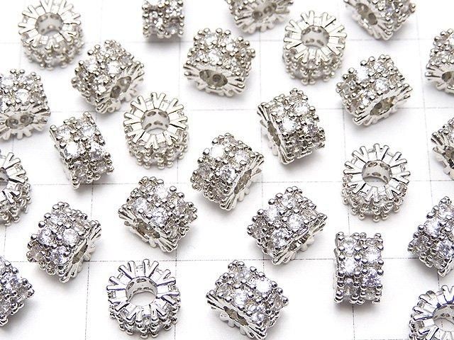 メタルパーツ ロンデル7.5×7.5×5mm シルバー(CZ付) 2個 サムネイル3