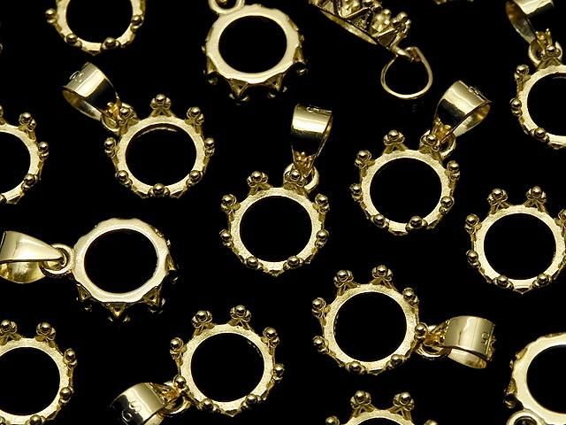 【動画】Silver925 クラウン ペンダント空枠 ラウンド6mm 18KGP 1個の画像