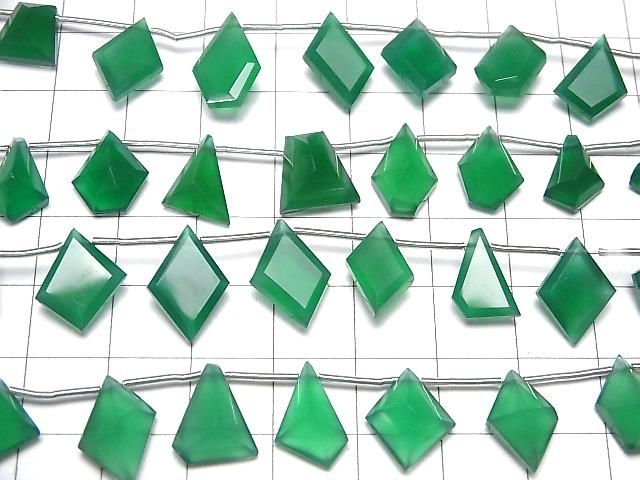 【動画】宝石質グリーンオニキスAAA ファンシーシェイプカット 1連(約14cm) サムネイル3