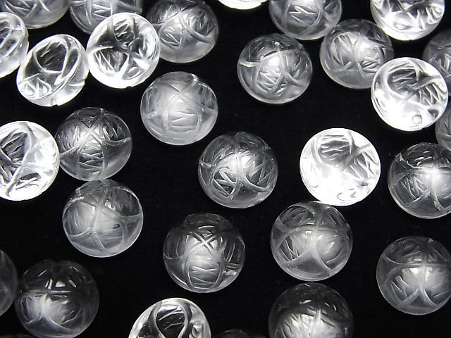 【動画】宝石質クリスタルAAA 彫刻入りラウンド カボション10×10mm 3個 サムネイル4