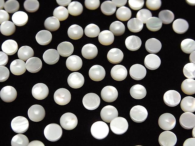 【動画】高品質ホワイトシェル(白蝶貝)AAA ラウンド カボション4×4mm 5個 サムネイル3