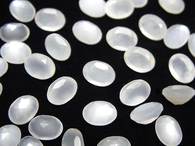 【動画】宝石質ホワイトムーンストーンAAA ルース オーバルファセットカット8×6mm 5粒の画像