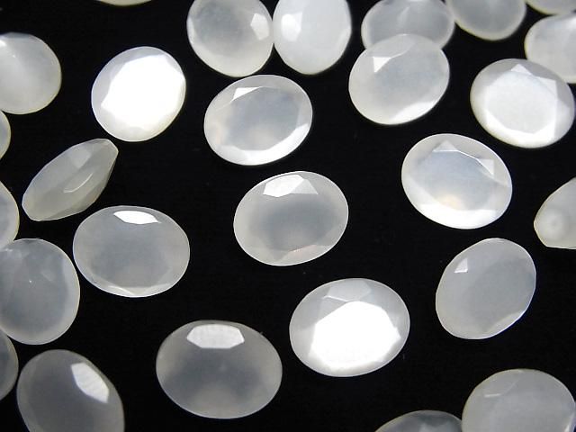 【動画】宝石質ホワイトムーンストーンAAA ルース オーバルファセットカット10×8mm 3粒の画像